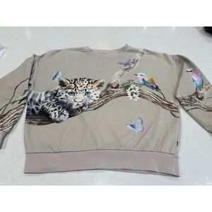 Molo Kids Maxi Sweatshirt Tree Living Leopard Bird Organic Cotton Size 164 14Y